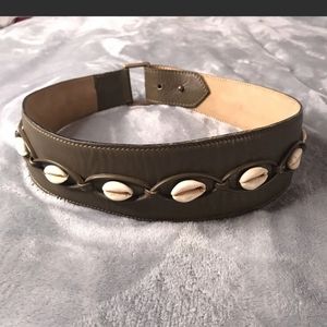 Alaia Vintage Belt 70 S Olive Green Seashells 90s Paris